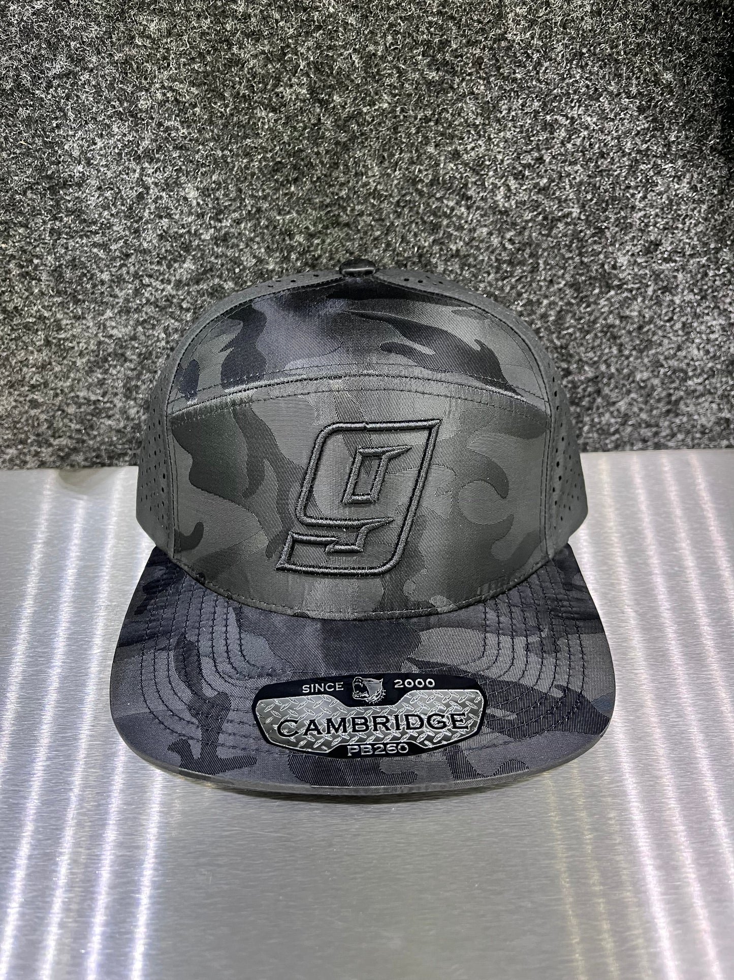 #9 Outline Black Camo Hat